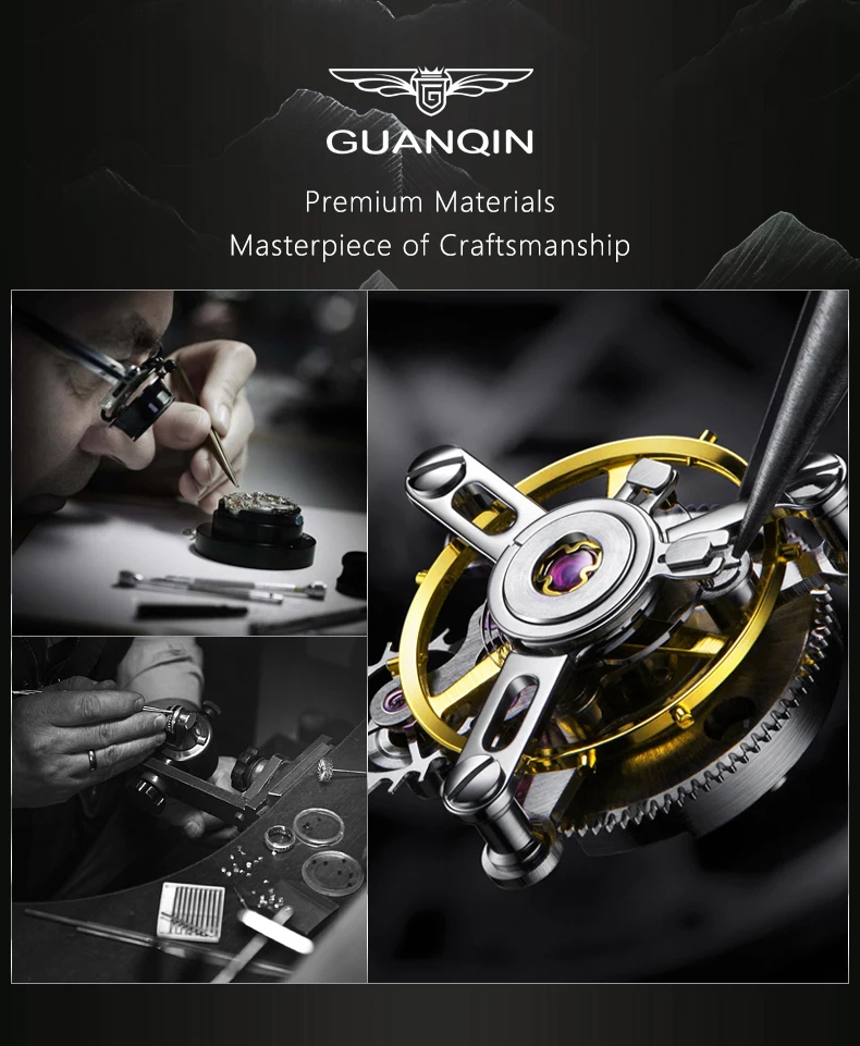 Orologio meccanico da uomo di lusso GUANQIN, movimento autentico, cassa in acciaio inossidabile, doppio calendario, orologi da lavoro e tempo libero, impermeabili fino a 50 m_voghion.com