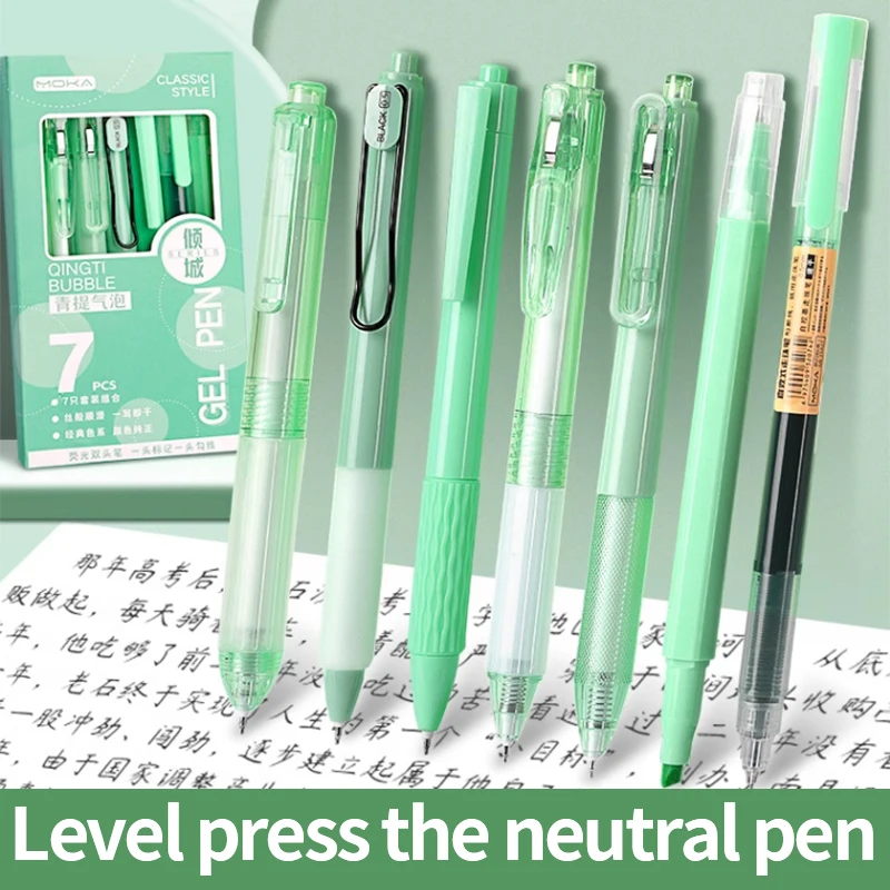 

7 pcs/set 0.5mm Cute Stationery Black Gel Pen Refills Children Gifts School Office Writing Supplies Back To School Set
