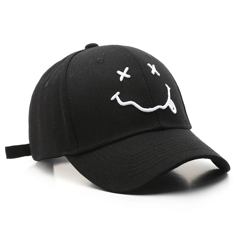 Men's Sad Face Baseball Caps Women Fashion Embroidery Men Singer Snapback Hip Hop Caps for Boys Golf Black Cotton Sun Dad Hat cool baseball caps for guys