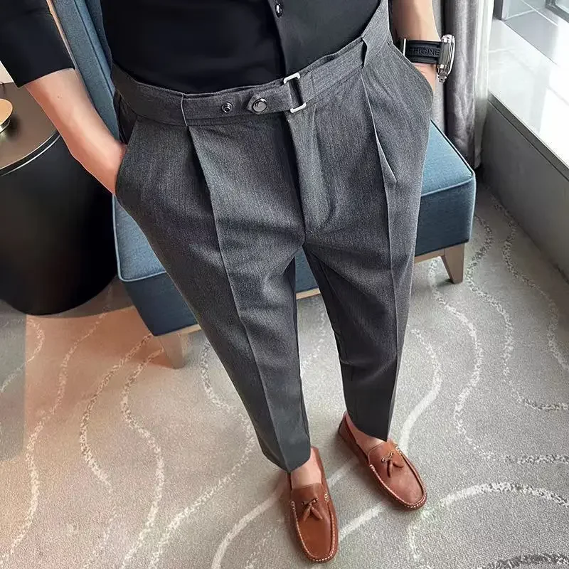 thumbnail image 1 of Pantalones de negocios para hombres Trabajo Social Sastrería Negro Trajes de Hombre Pantalones Oficina Elegante Formal Alta Calidad Chino Homme Spandex, 1 of 5