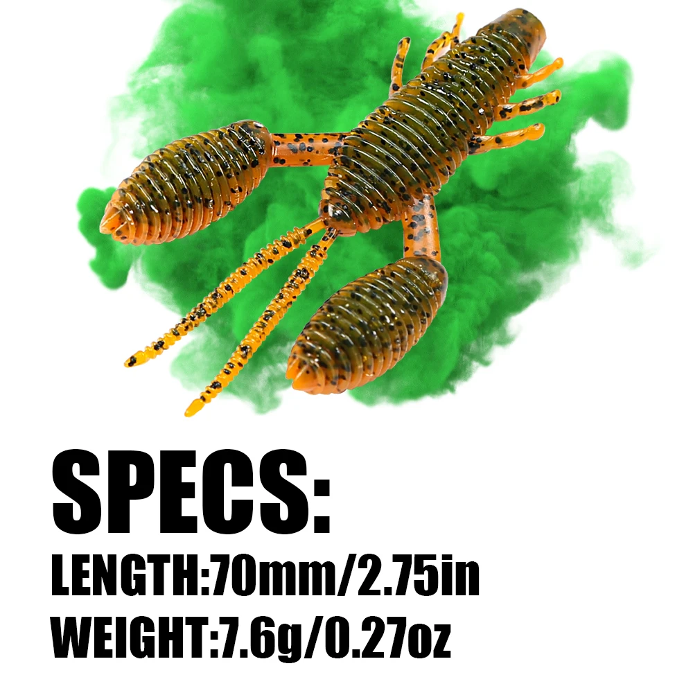 B&U 70mm Weiche Angelköder Krebse Garnelen UV-Licht Weichplastikköder Wobbler Bassköder Salzwasser Meeresangeln Silikonköder – Detail 7