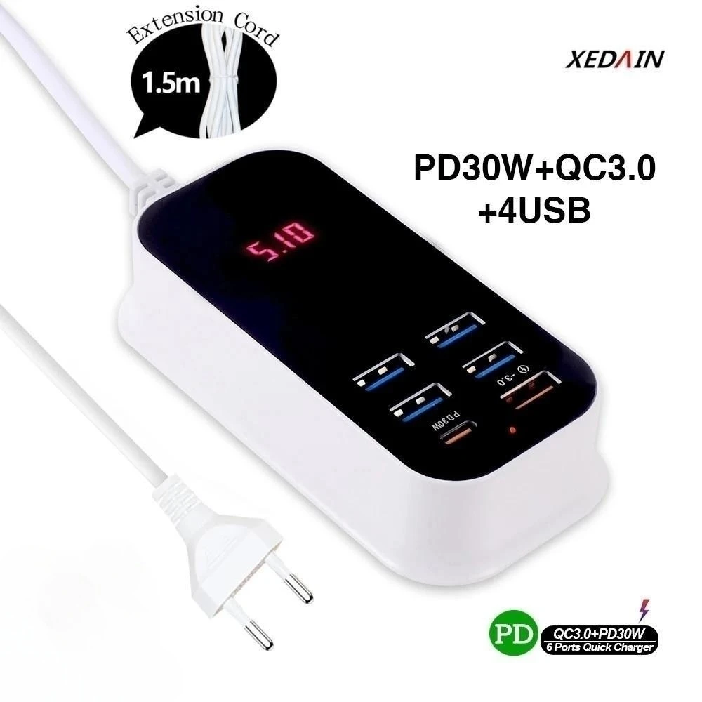 Caricatore USB multiplo PD 30W tipo C caricabatterie rapido caricabatterie rapido da parete adattatore di alimentazione 3.0 caricabatterie UK EU US Plug caricatore per cellulare