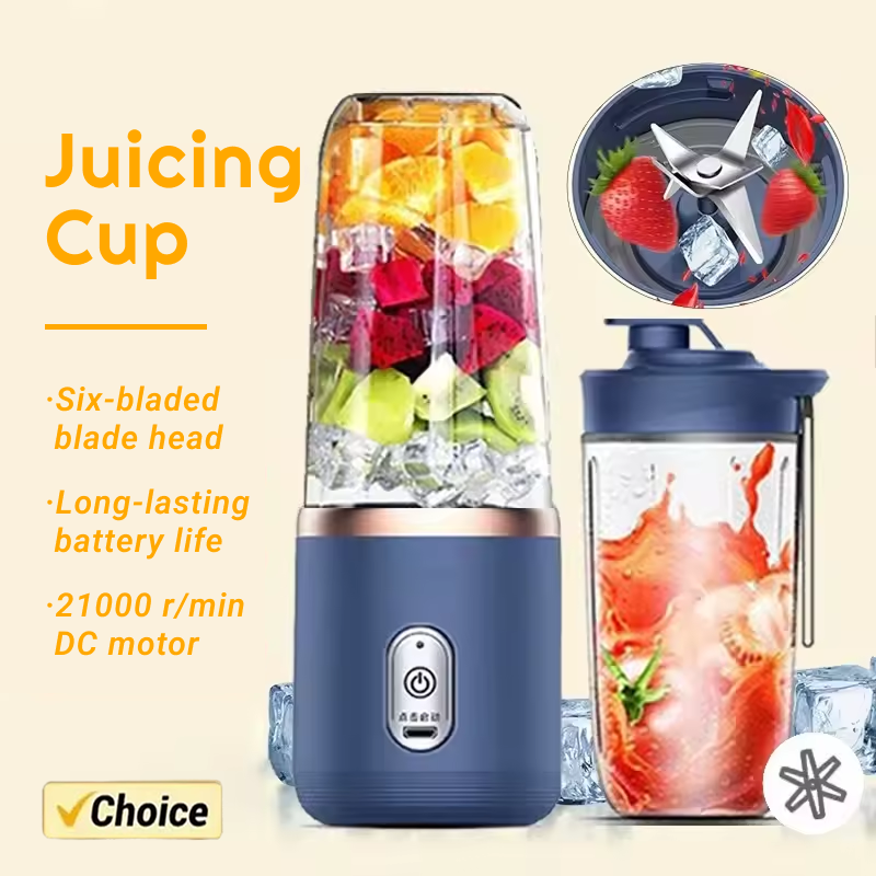 1set-New Portable Juicer with 2 Cups, USB Rechargeable Mini Blender, Fresh Juicer Cup, Personal Sized Smoothie Blender