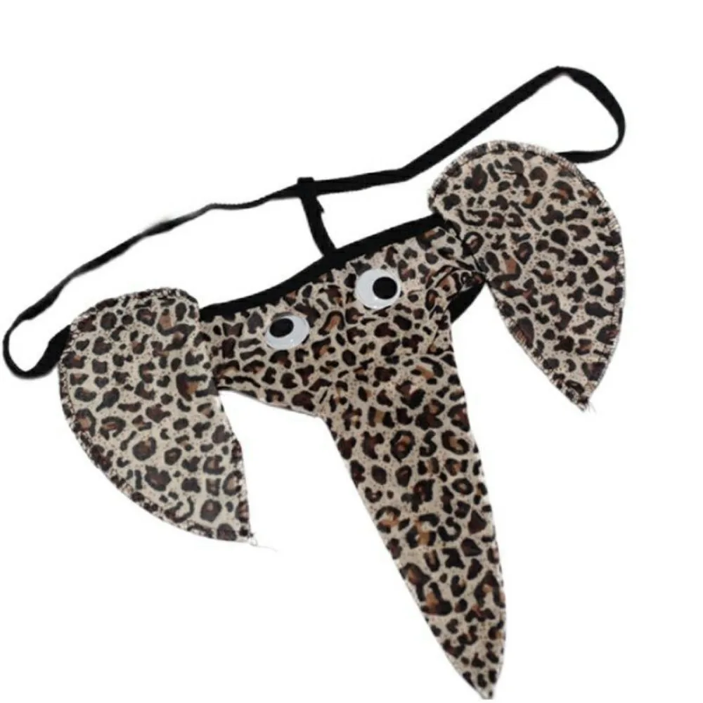 Sexy Underwear Thong Men Fun Underpants Thong Gay Transparent Elephant Pants Sexy T Pantsleopard Print Elephant Trunk T Pants male underwear
