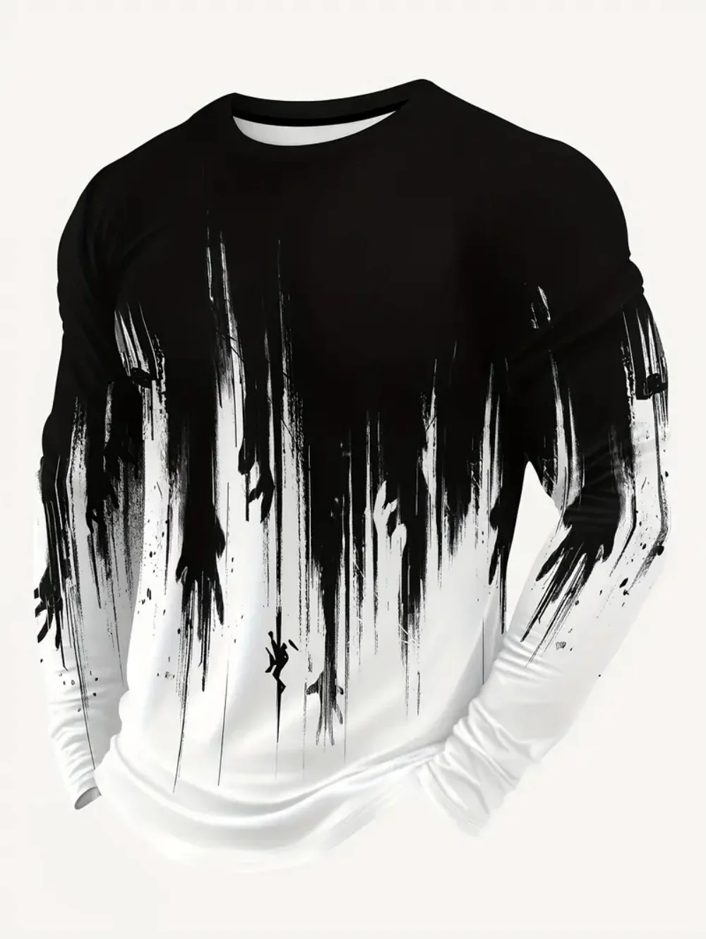Gradient Flame 3D-Druck Sport Schnelltrocknend Breatha Herren Langarm-T-Shirt Outdoor Freizeit Fashiona Harajuku Y2K Elternkleidung