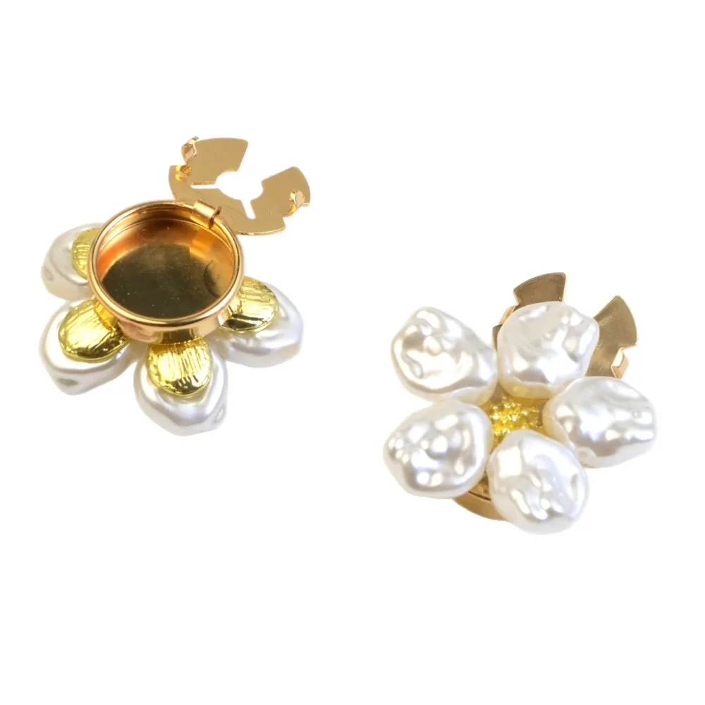 Fashion Alloy Pearl Button Covers - Flower Design