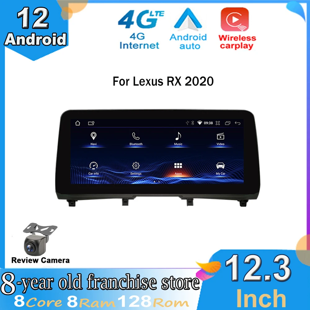 

12.3 Inch IPS For Lexus RX 2020 Android 12 Car Radio Multimedia Player GPS Navigation Auto CarPlay Video 4G Intelligent 5G Wifi