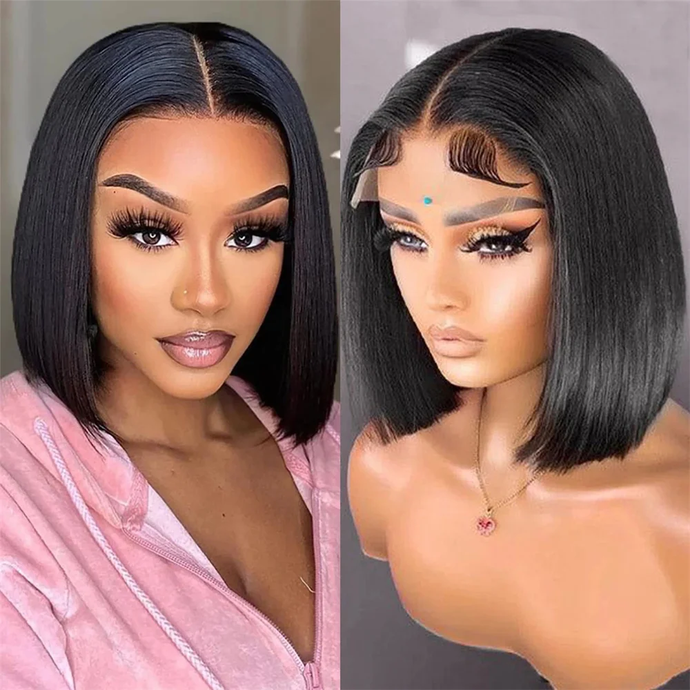 

150%- 180% Density BOB Lace Front Wig Human Hair 13x4 13x6 HD Transparent Lace Frontal Wigs Bob Straight Hair For Women