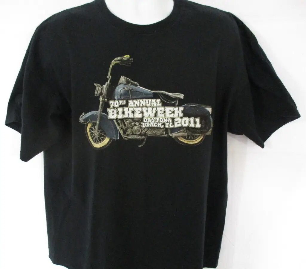 70Th Annual Bike Week Daytona Beach T Shirt 2011 Black S Extra Large Maniche Lunghe O Corte