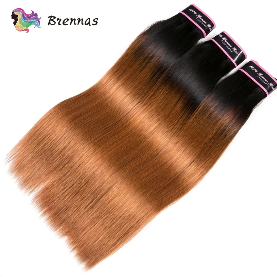Double Drawn Straight Human Hair Bundles Brazilian Human Hair Weaving 3 Pcs / Package Straight Bundles Extension
