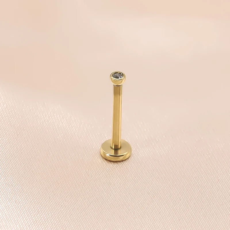 G23 Titanium Internally Threaded Labret Piercing Lip Ring 16G Crystal Tragus Cartilage Earring Helix Conch Piercing Body Jewelry 