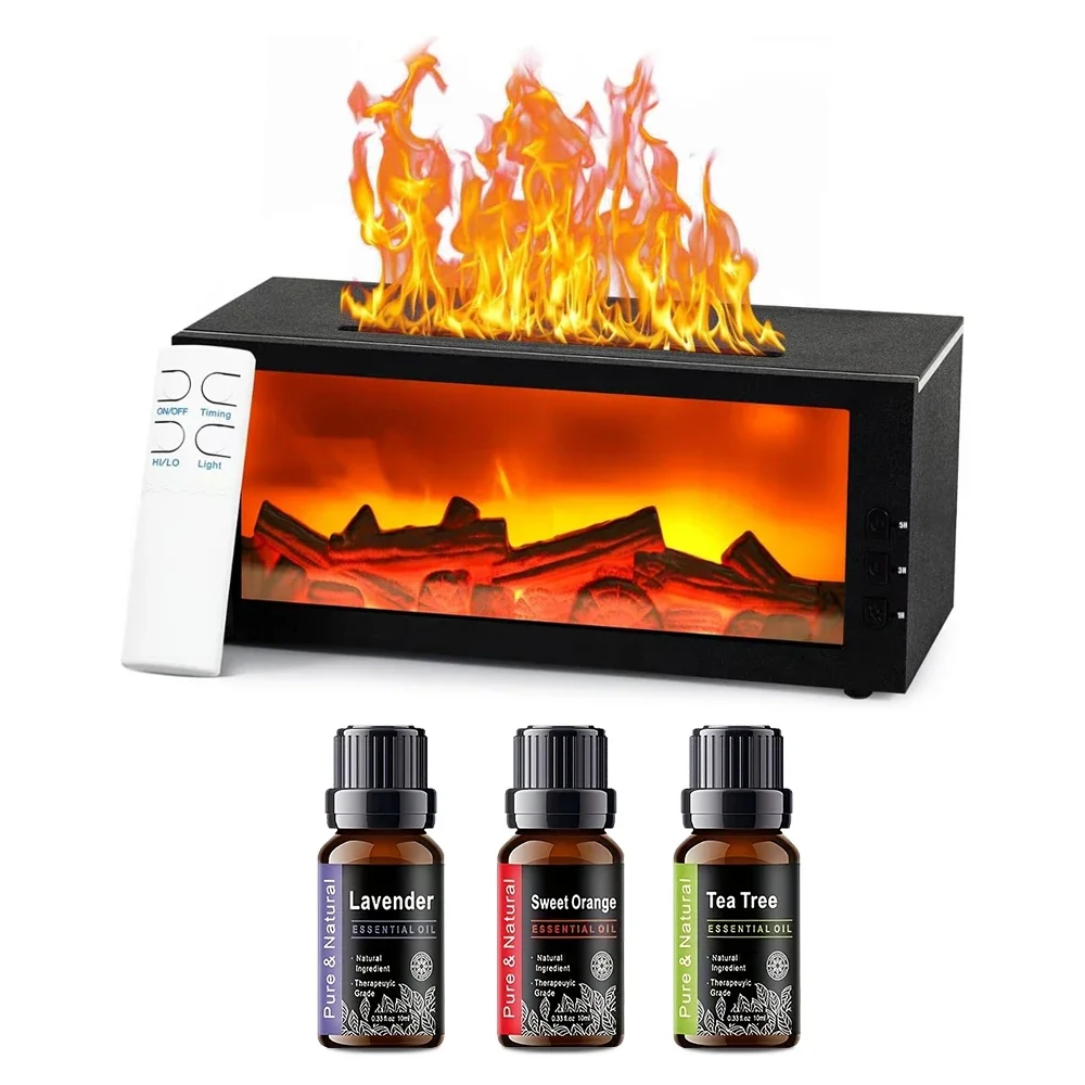 Upgraded 300ml Fireplace Diffuser Essential Oil 7 Colorful Large Flame Fire Humidifier Changing Aroma Diffuser for Aromatherapy 1