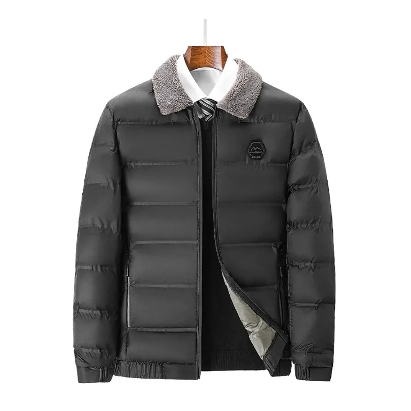 Winter Jacket Men Fleece Collar Graphene Self-heating Thicken Warm Casual Parkas Man Quality Cold Protection Coat Male Overcoat