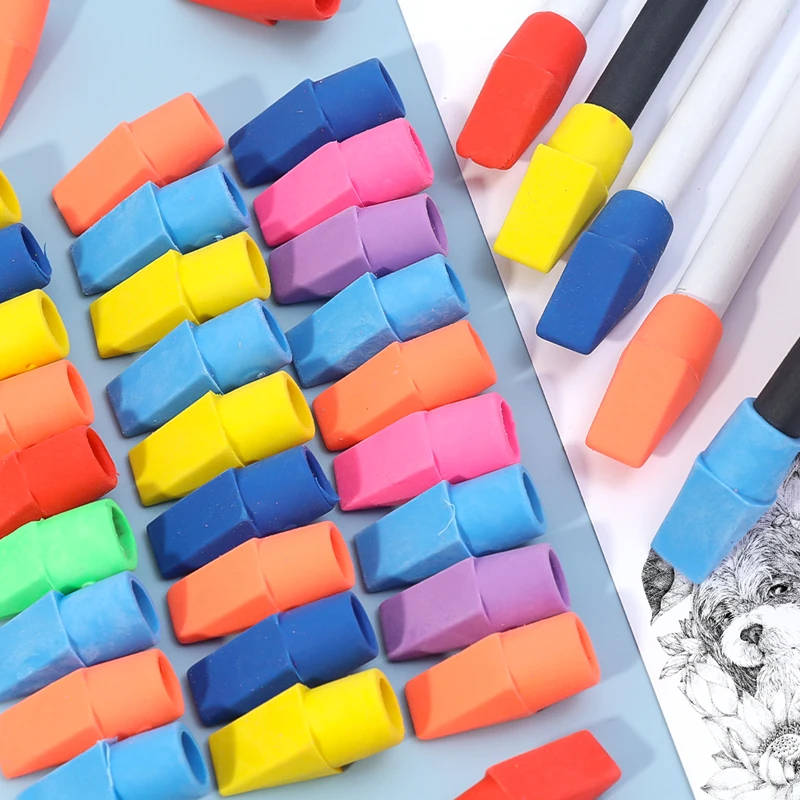2 In 1 Creative Eraser Pencil Top Protector Caps Pen Tip Protective Sleeve Tips Cover Student Stationery Correction Supplies New