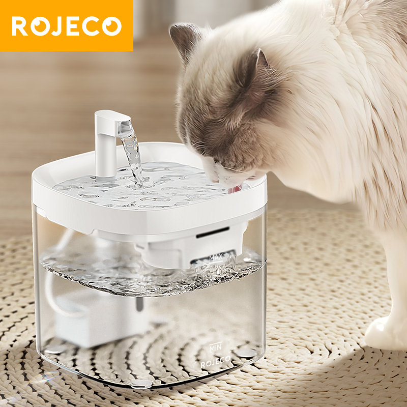  ROJECO Transparent Cat Water Fountain Automatic Pet Water Dispenser for Cats Dog Smart Drinking Fountain Purifier Accessories