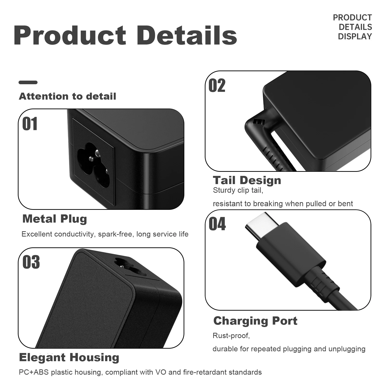 High-Speed 65W USB-C Laptop Charger Adapter
