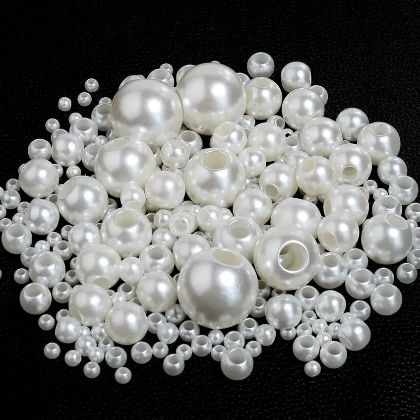 5-300 teile/los 6-30mm ABS Imitation Perle Perlen Für Schmuck Machen Große Loch Acryl Spacer Perlen diy Armband Halskette Großhandel
