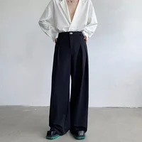 Baggy Black Suit Pants Mens Oversized Fashion Society Mens Dress Pants Korean Loose Wide Leg Pants Mens Office Formal Trousers 2