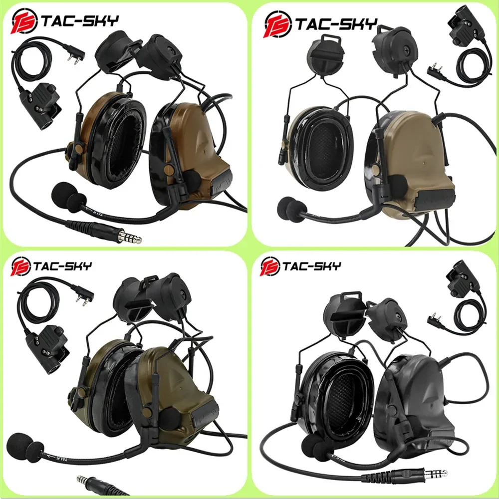 

TAC-SKY C2 Tactical Headset Noise Reduction COMTAC Headset Airsoft Hooting Headphones with Tactical U94 Ptt for ARC Rail Helmet