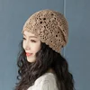 Popular  Beautiful Women Summer  Cotton Crochet Slouchy Beanie Hat Handmade Knit Cutout Summer Floral Skull Cap 5