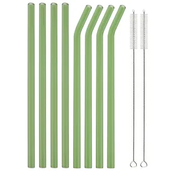 Premium Reusable Glass Straw Set with Cleaning Brush - Eco - Friendly Drinkware for Smoothies and Cocktails (Green mix)