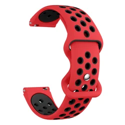 Quick - Dry Breathable Sport Wristband: Soft Silicone Band with Round Hole Strap Design for 18mm universal (Red)