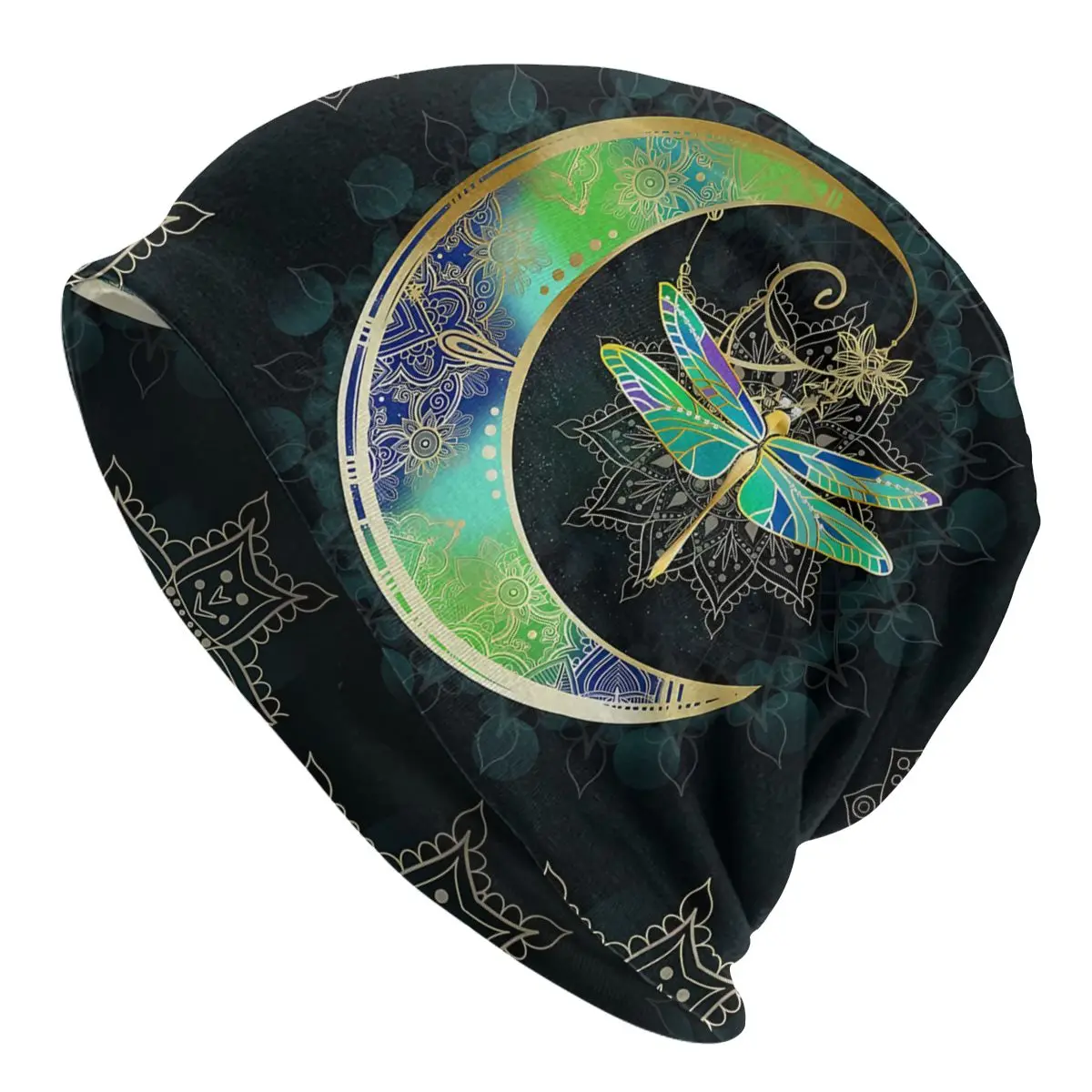 

Dragonfly Mandala Love Bonnet Homme Autumn Spring Thin Skullies Beanies Dragonfly Tattoo Caps For Men Women Creative Hats