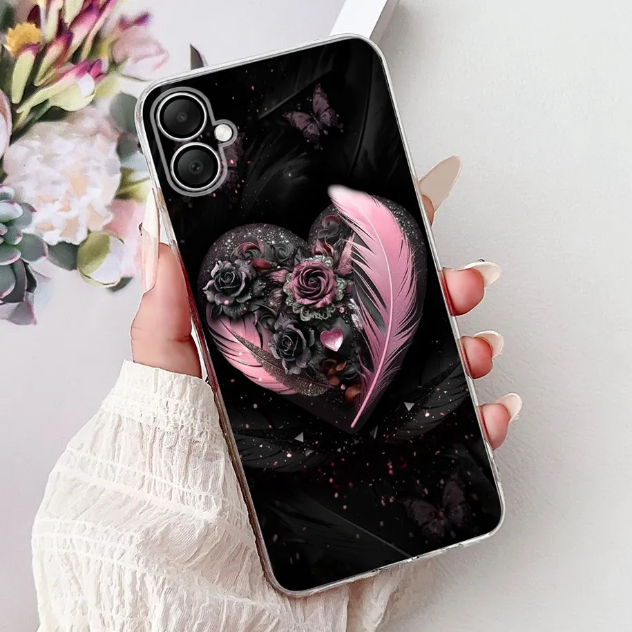 Floral Love Heart Soft Silicone Phone Case - Elegant TPU Cover