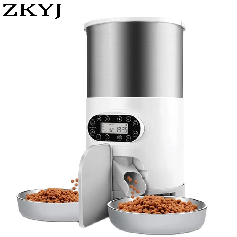 

Automatic Pet Feeder Stainless Steel Dog Bowl 4.5L Pet Food Dispenser Feeder Vending Machine Large Cat and Dog 4 Meal Recorder