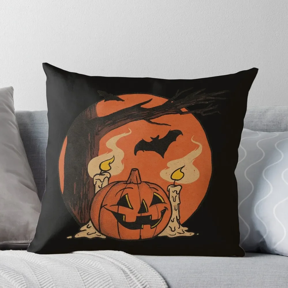 

Vintage Pumpkin Scene Halloween Throw Pillow covers for pillows Anime