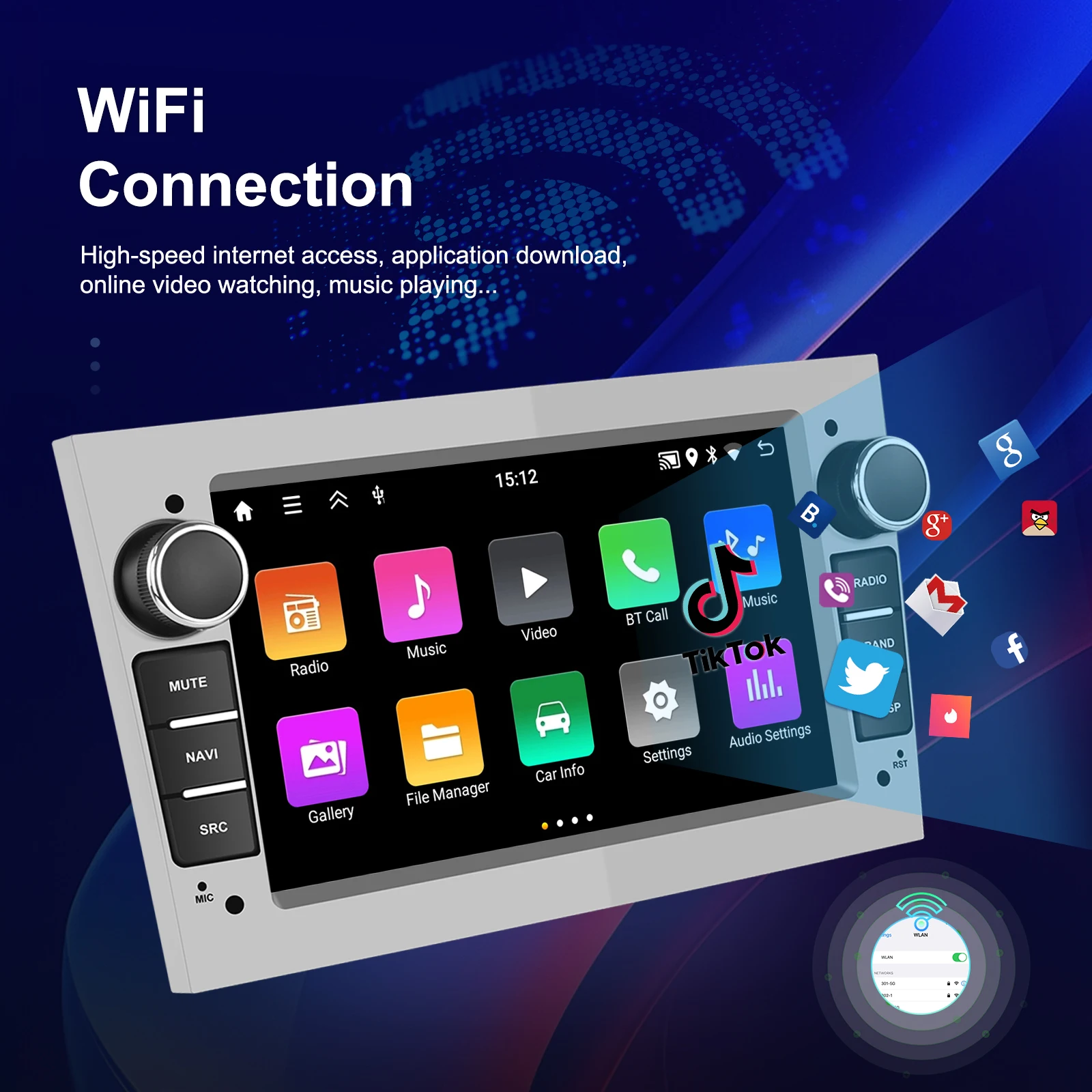 Radio Multimedia para Auto Podofo de 7 Pulgadas con CarPlay Inalámbrico y Android Auto, GPS para Opel Astra H J 2004, Vectra, Vauxhall Antara, Zafira, Corsa C D, Vivaro, Meriva, Veda 5
