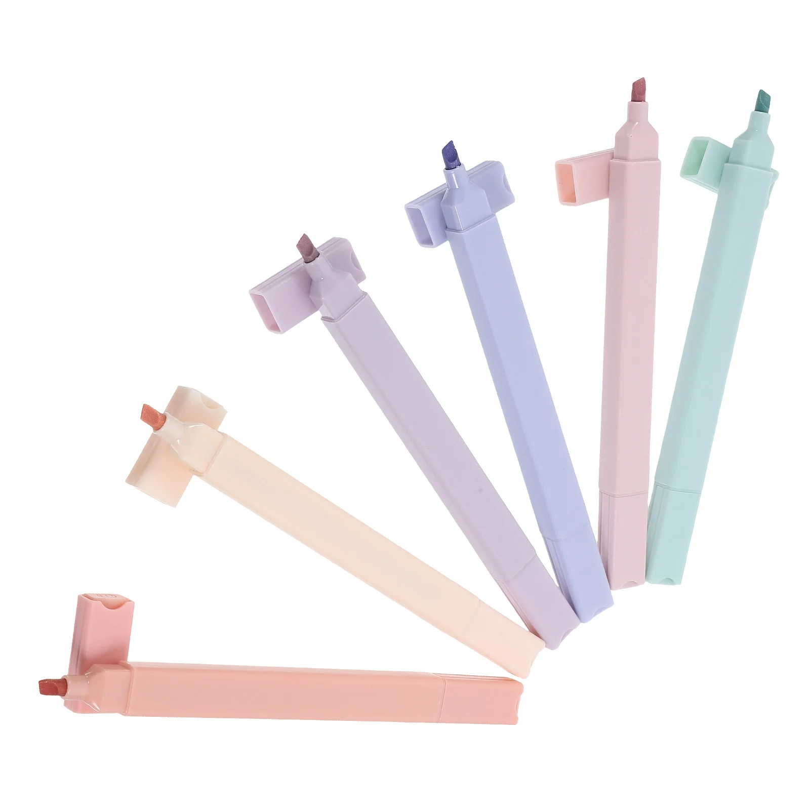 학생 마카롱 문구 공부 펜, 교사 플라스틱 펜 사용, 양면 하이라이터, 북마크 노트, 6 개