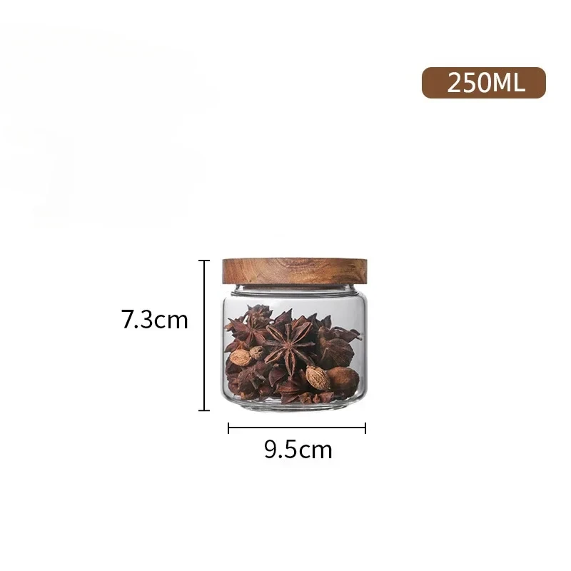 Wood Lid Glass Airtight Kitchen Storage Canister and Dispenser