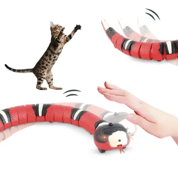 Juguetes automáticos para gatos, serpiente de detección inteligente interactiva, recargable por USB, accesorios para mascotas, juego para perros 1