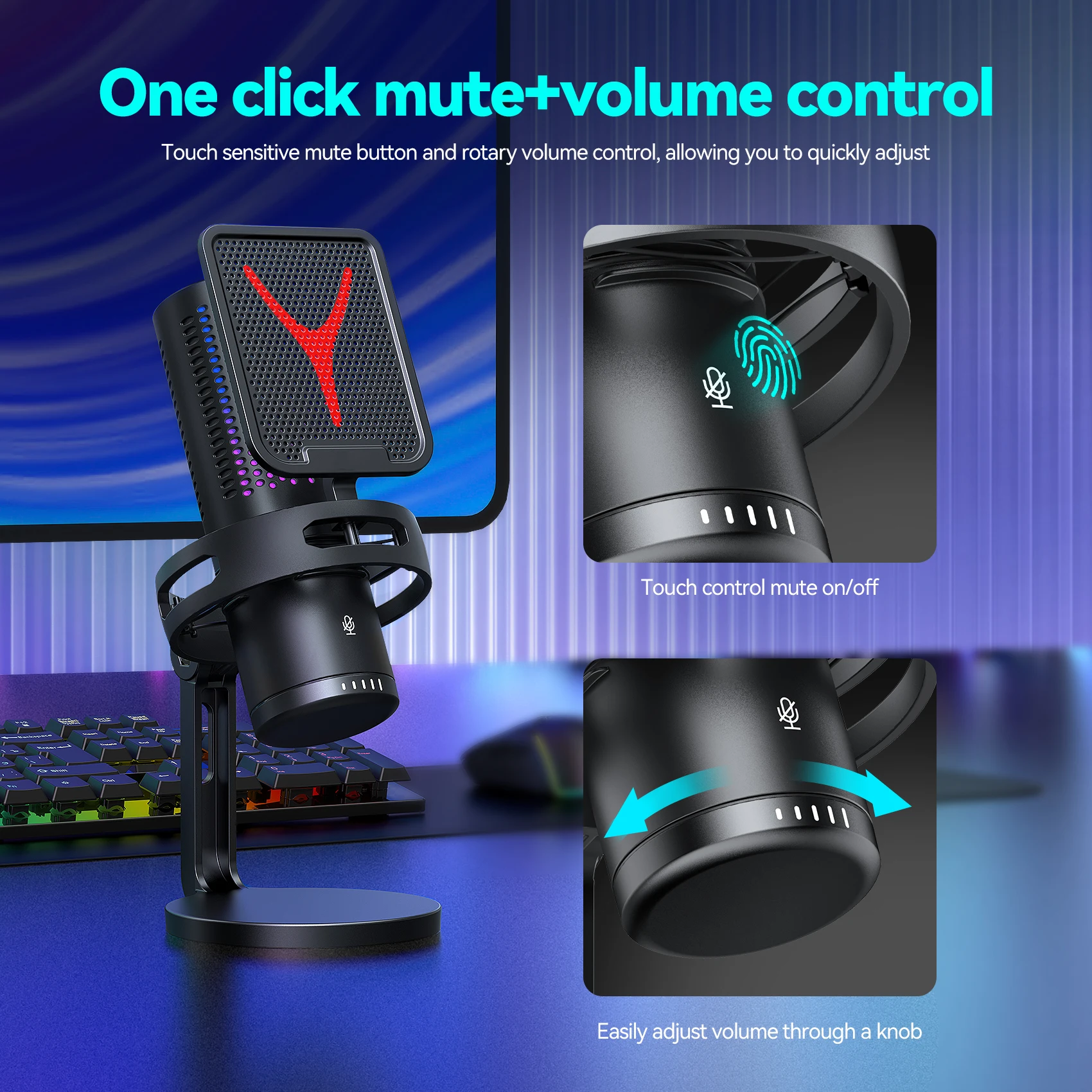 Gaming Microphone Touch Key Condenser for Computer