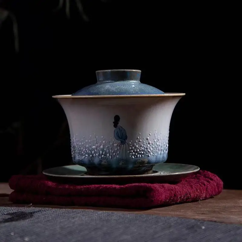 Цветная печь для обжига глазури ручная роспись Gaiwan Kung Fu чайная чашка Цзиндэчжэнь