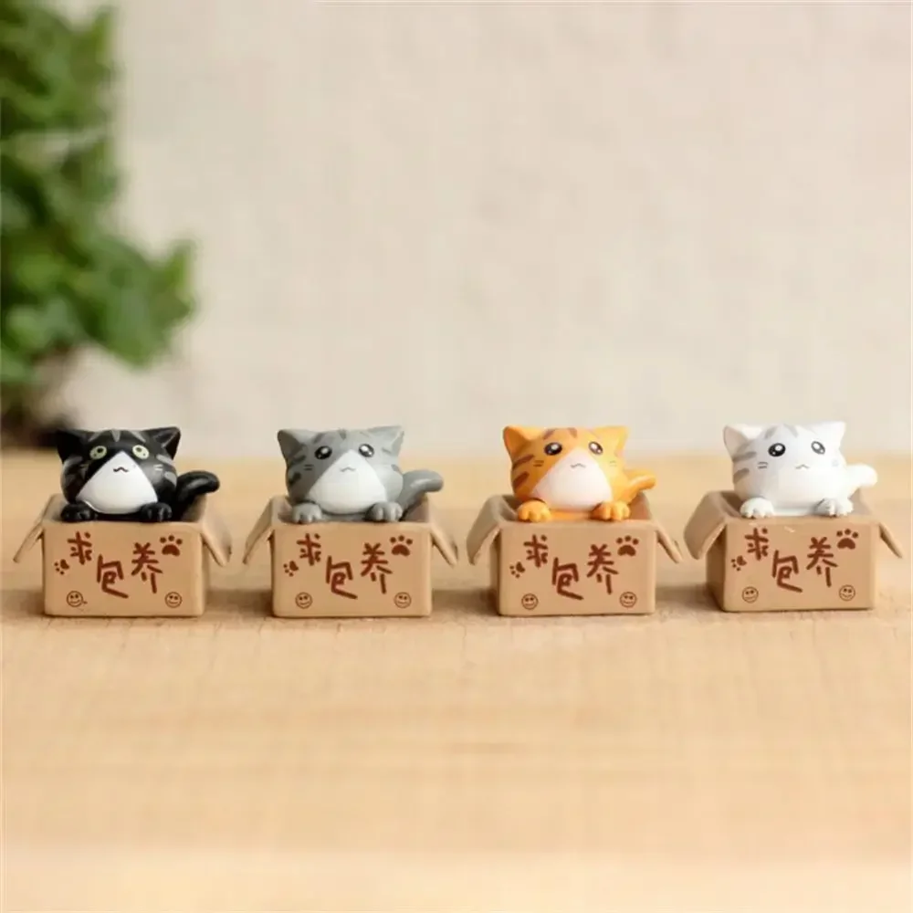 Kawaii Mini Cat Ornament Cute Garden Kitten Statue Gift For Kids Baby Room Decor Toy Figurines