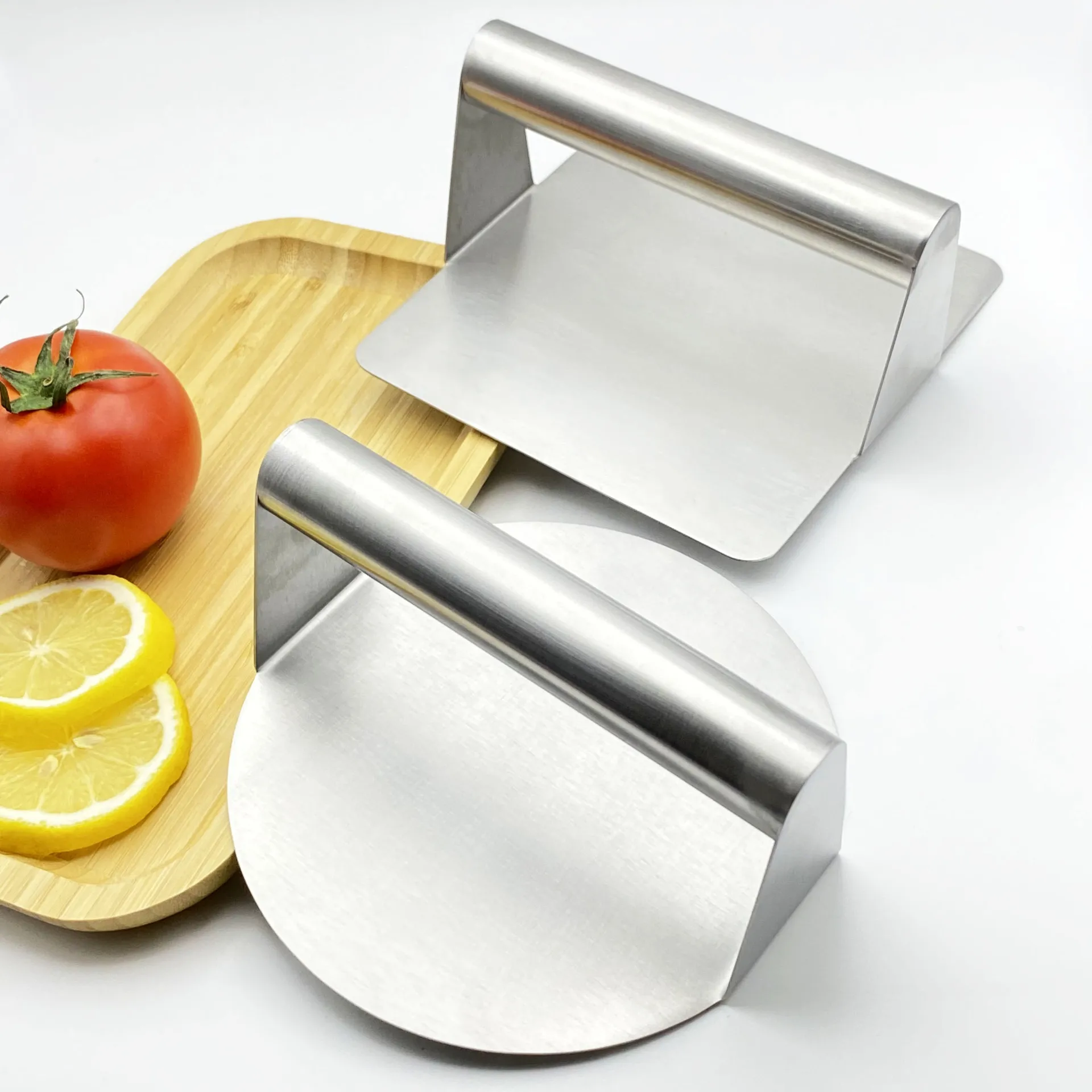 1PC Round/Square Stainless Steel Smash Burger Press Grill Accessories For Flat Top Grill Hamburger Press Squeeze Grease