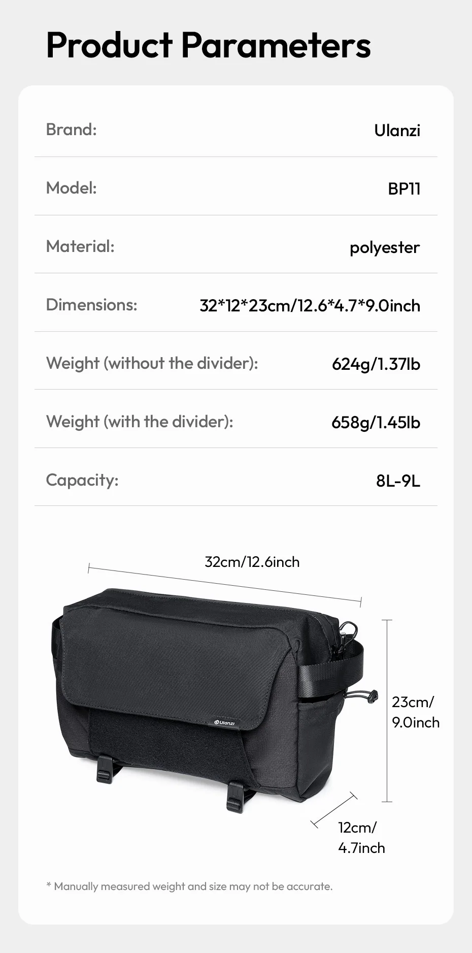 ulanzi BP11 Crossbody Kamera 9L Kapazität Schulter Smartphone Fotografie Digital SLR Für Sony Canon Nikon Schulter Tasche_voghion.com