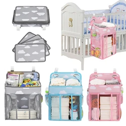 Newborn Bed Nappy Storage Organizer Crib Hanging Storage Bag Caddy Organizer For Baby Essentials Bedding Set Diaper Storage Bag