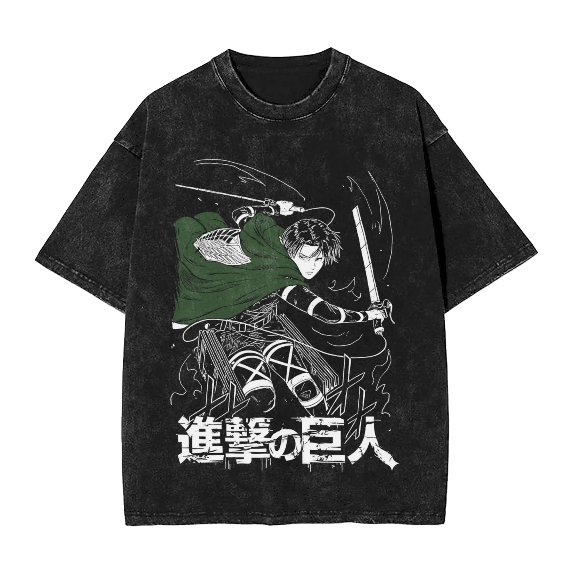 Capitaine Levied AOT attaques sur Titans T-Shirt Hip Hop lavé coton rue T-Shirt pour hommes haut pour femme Streetwear imprimé t-shirts
