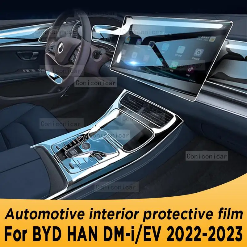 

For BYD HAN DM-I EV 2022 2023 Gearbox Panel Navigation Screen Automotive Interior TPU Protective Film Cover Anti-Scratch Sticker