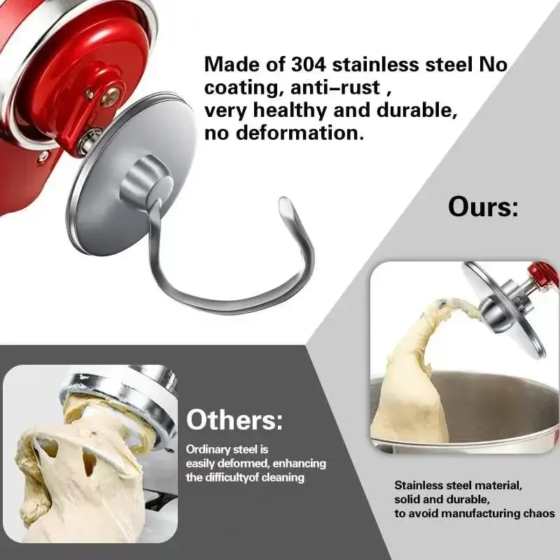 Stainless Steel Dough Hook Suitable for Kitchenaid 4.5-5QT Tilt-Head Stand Mixers Attachments Accessories Replacement Polished dough mixer mixer accessories