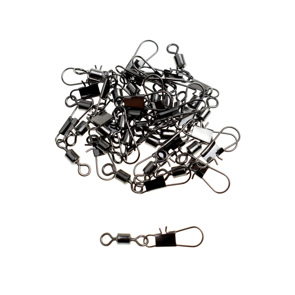 Fishing Swivels Interlock Snap Pin Ball Bearing Swivel Rolling Solid Rings Connector 50pcs