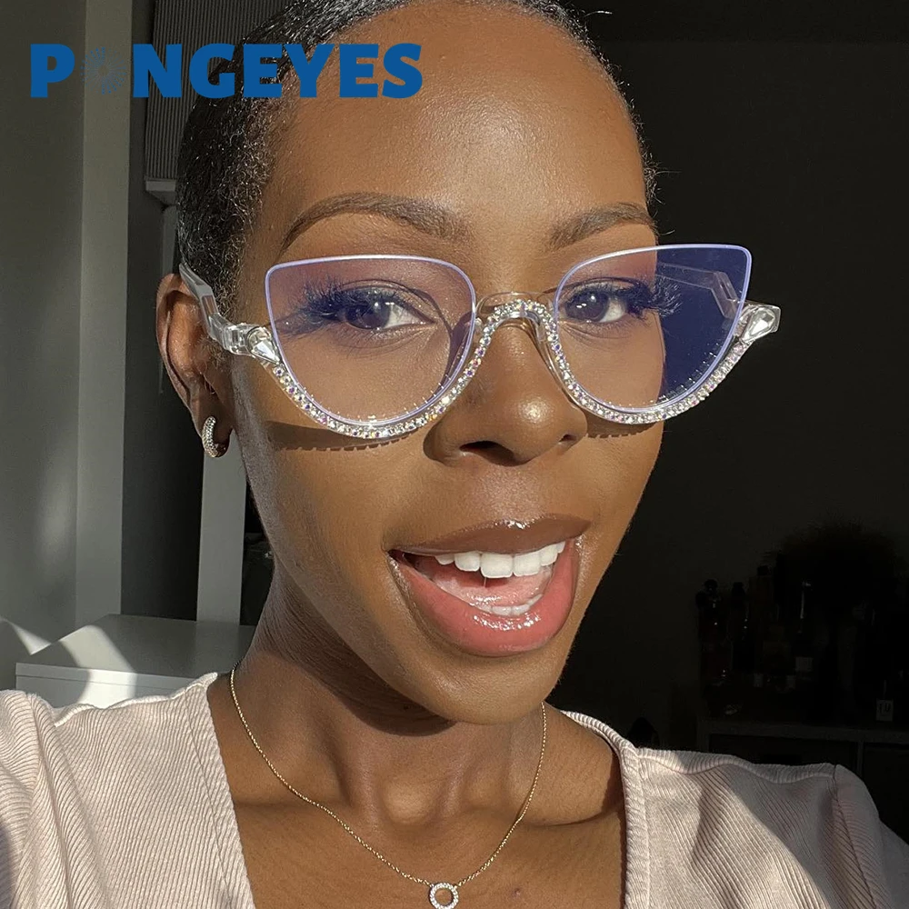 Lunettes optiques anti-lumière bleue diamant de luxe, lunettes