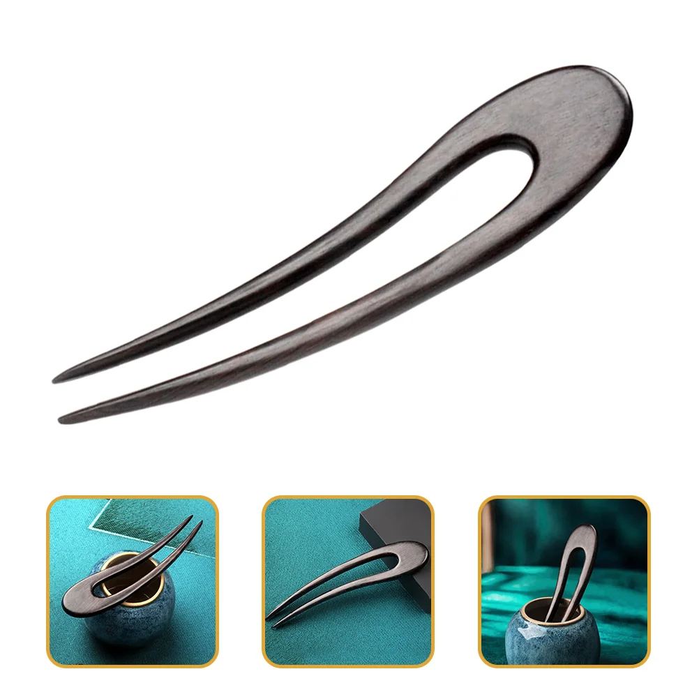 

U-shaped Hairpin The Gift Wooden Stick Ball Head Bun Fork Tool Miss Chinese Retro Women
