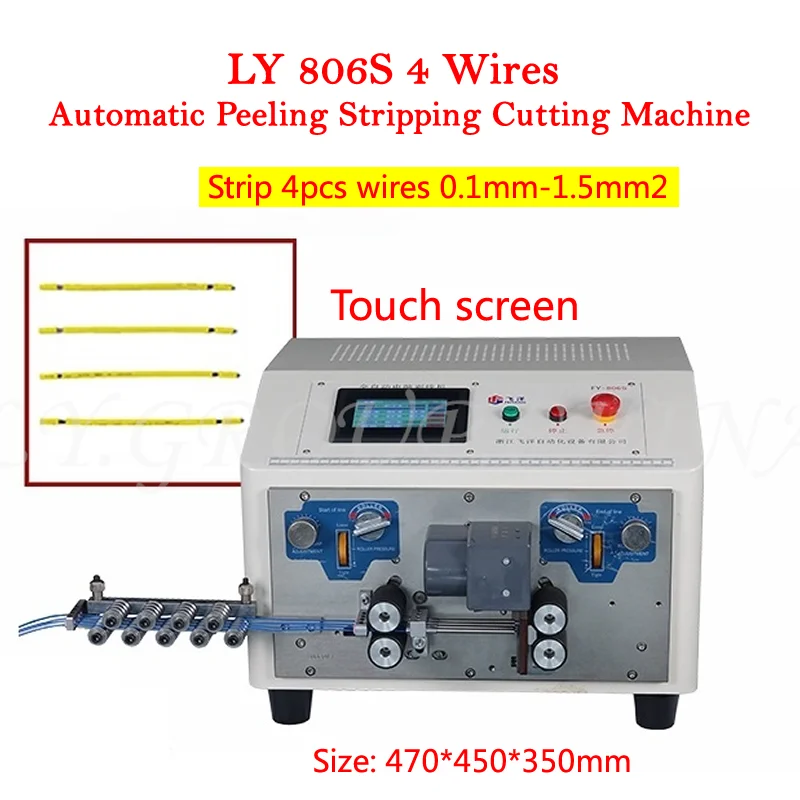 

LY 806S Automatic Computer 4 Wires Touch Screen Electric Peeling Stripping Cutting Machine Strip 4pcs Wires 0.1mm-1.5mm2