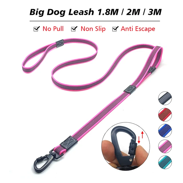 Medium Large Dog Leash 2M 3M Escape Proof No Pull Rope 1.8M for Big Dogs  Non Slip Rubber Dual Handles Pet Straps 3 Meters