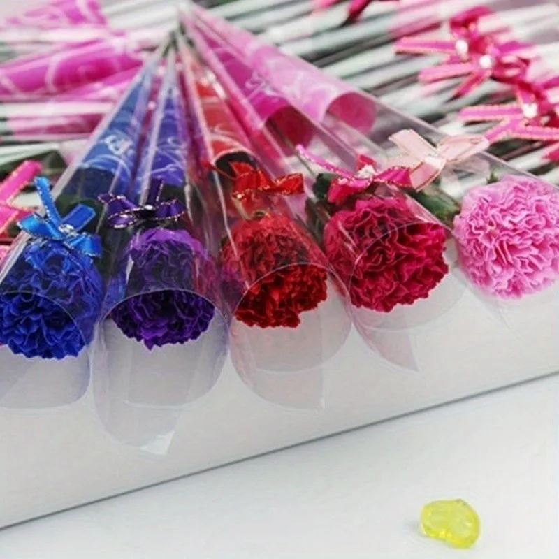 5pcs Carnation Soap Flower Valentine's Day Gift Teacher Day Mother Day Flower Gift Home Party Decor Store Celebration Event Gift