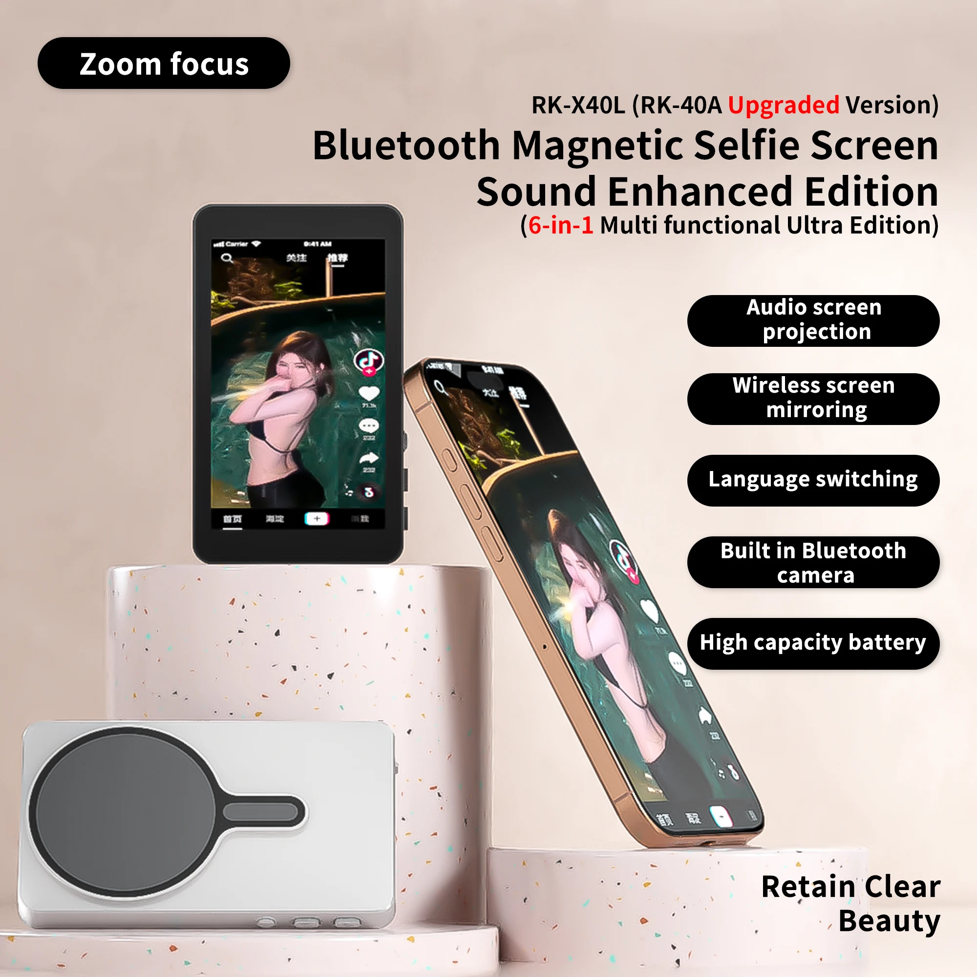 Magnetic Cell Phone Vlog Self Timer Monitor Screen Using Rear Camera Monitor For